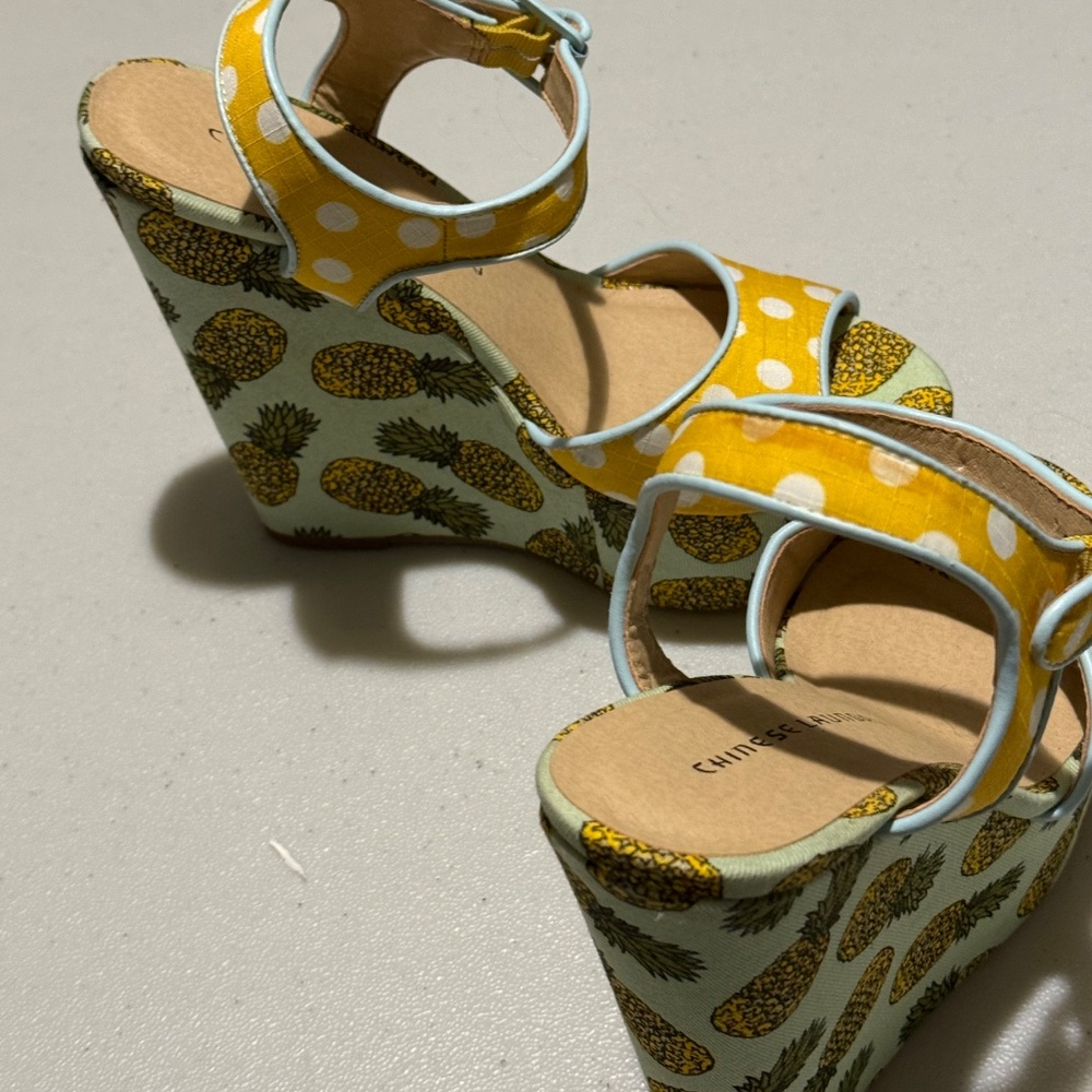 SIZE 7 CHINESE LAUNDRY PLATFORM WEDGE PINEAPPLE HIGH HEEL SANDALS LOT5582 - Picture 4 of 9